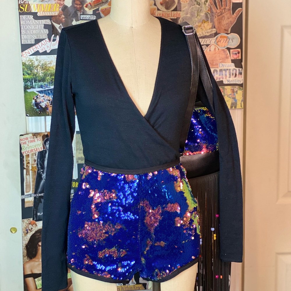 Love Electric Mess sequin shorts size L.